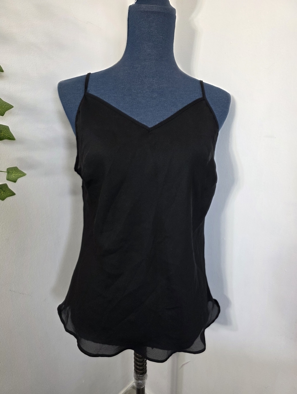 Notations Black Sheer Camisole Top Sz L